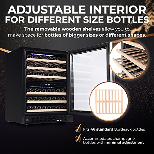 Kolsi Wine Cooler Refrigerator 24 inch Wine Fridge Dual Zone Function