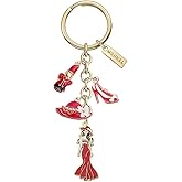 MONNEL Women's Zinc Alloy Metal Little Lipstick Hat High Heels and Lady with Red Dress Charms Key Ring Keychain Z690