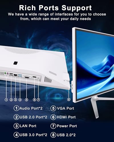 SUKOTOP 19 Inch All-in-One Computer i5 Computer Core 4 Cores (up to 3.7GHz) 256GB SSD WiFi6 Bluetooth 5.3 with Kyeboard & Wired Mouse for Education Office Home
