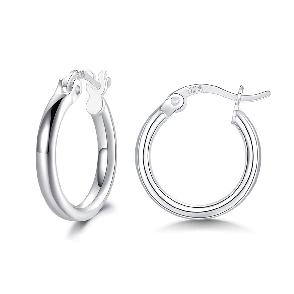 Shuxin Silver Hoops Earrings for Women, 925 Sterling Silver Hoop Earrings for Men Girls Boys, Hypoallergenic Huggie Hinged Unisex Small Sleeper Hoops, Diameter 20mm, Come with Jewellery Gift Box