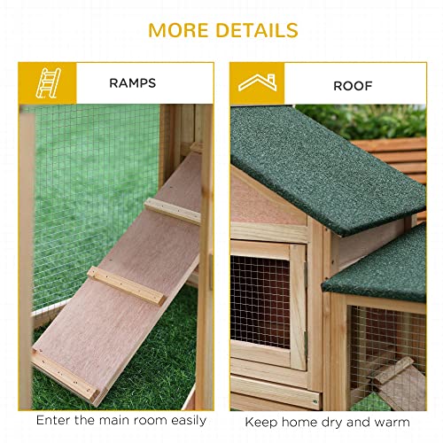 PawHut Large Rabbit Hutch Outdoor Materials Safer for Pets & ClimateFriendly, Big Rabbit Cage
