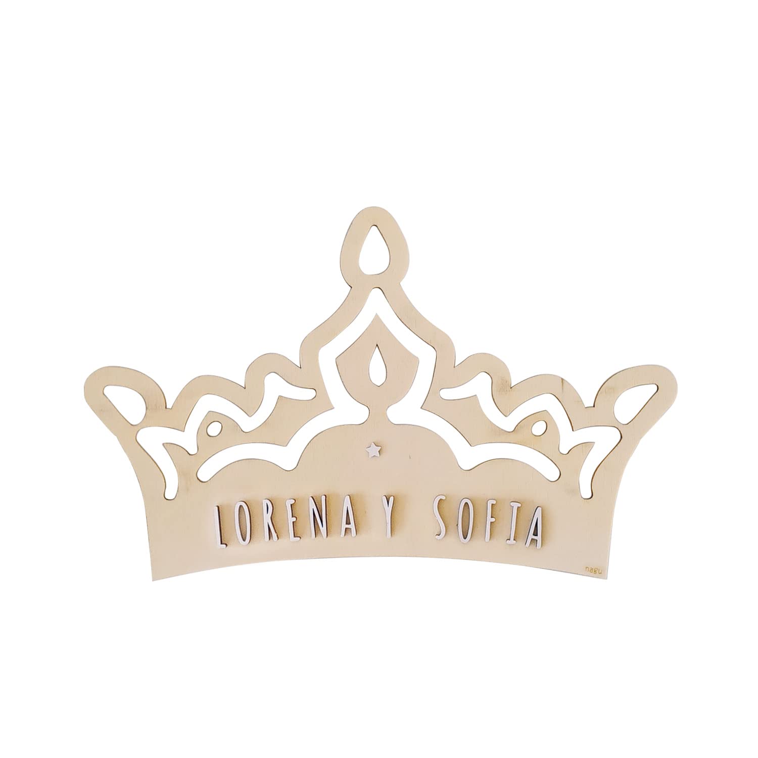 nagu® Crown. Personalised Wooden Names | Wooden Hanging Plaque, Includes Self-Adhesive Letters | Decorative Wooden Letters | Decorative Wooden Letters | Personalised Wooden Name