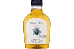 Madhava Organic Light Agave, 100% Pure Organic Blue Agave Nectar, Natural Sweetener, Sugar Alternative, Vegan, Organic, Non GMO, Liquid Sweetener, 17 Ounce