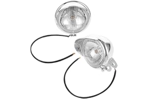 COOLHIYA Motorcycle LED Fog Lights 2pcs Chrome Auxiliary Vintage Fog Lamps Front Driving Lights for Cruiser