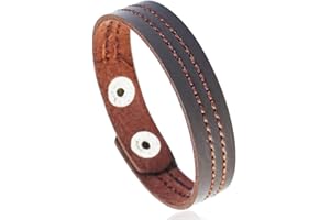 Fusamk Fashion Simple Sewing Thread Pattern Leather Cuff Bracelet
