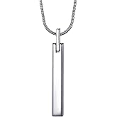 vicima Tungsten Steel Bar Pendant Necklace for Men and Women 24 Inch Snake Chain