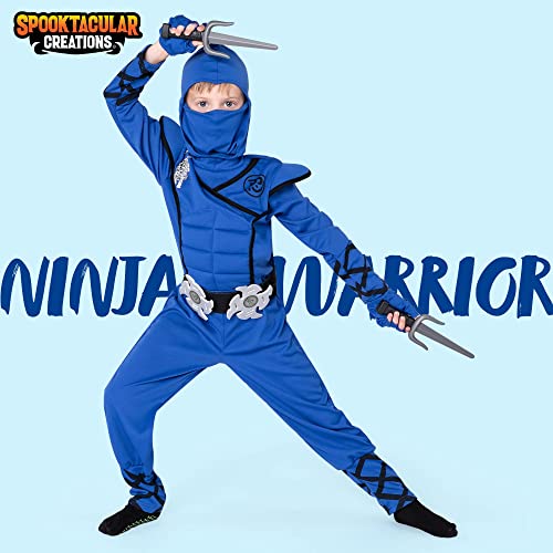 Spooktacular Creations Blue Ninja Costume For Kids, Deluxe Ninja