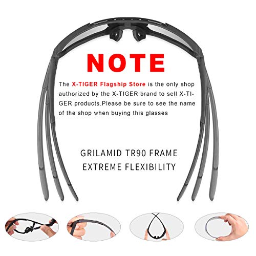 XTIGER Polarized Sports Sunglasses with 3 Interchangeable Lenses,Mens