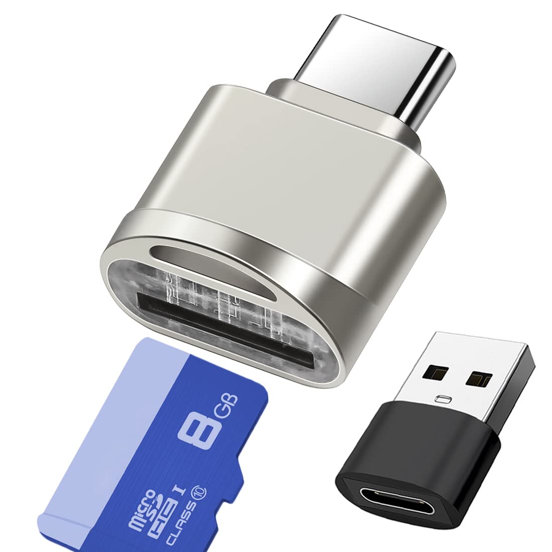 Micro SD Card Reader, USB C to SD Card Reader, Type C TF Memory Card Reader with USB C to USB Adapter, Mepsies USB OTG Card Reader Compatible with iPhone 17/16/15, Galaxy Phones, iPad, MacBook, Laptop