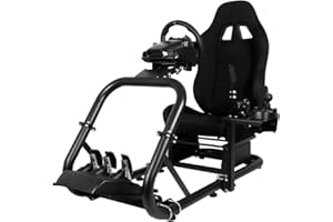 Supllueer Racing Simulator Cockpit with Black Seat, Fits for Logitech G29 G920 G923,Thrustmaster T300RS TX F458, Fanatec, Pro