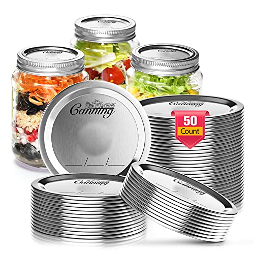 Canning Lids Regular Mouth, 50 Count Mason Jar Canning Lids for Ball, Kerr, Canning Jar lids
