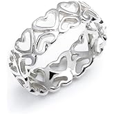 Silverly 925 Sterling Silver Heart Ring - Open Heart Band - Cute Love Promise Rings - Romantic Jewellery - Valentine's Day or Best Friend Gift - Solid Silver Rings for Women