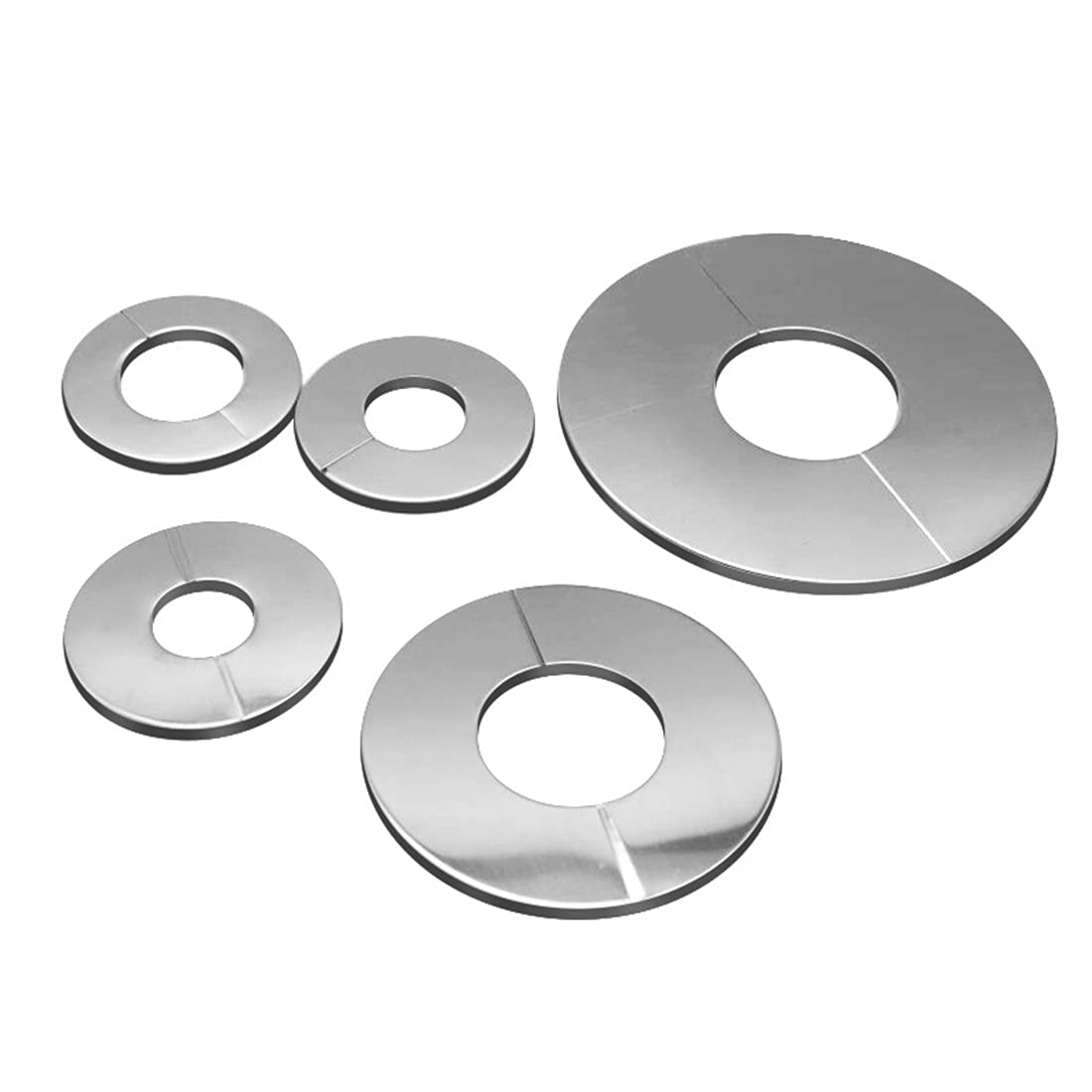 6PCS Split Two-Piece Chrome Stainless Steel Valve/Tap Cover/Valve Hole Cover Tap Plug-in Collar Silver 24mm Hole