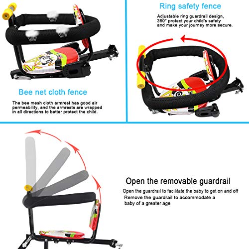 Togetherlife Front Mounted Child Bike Seat with Handrail and Pedal