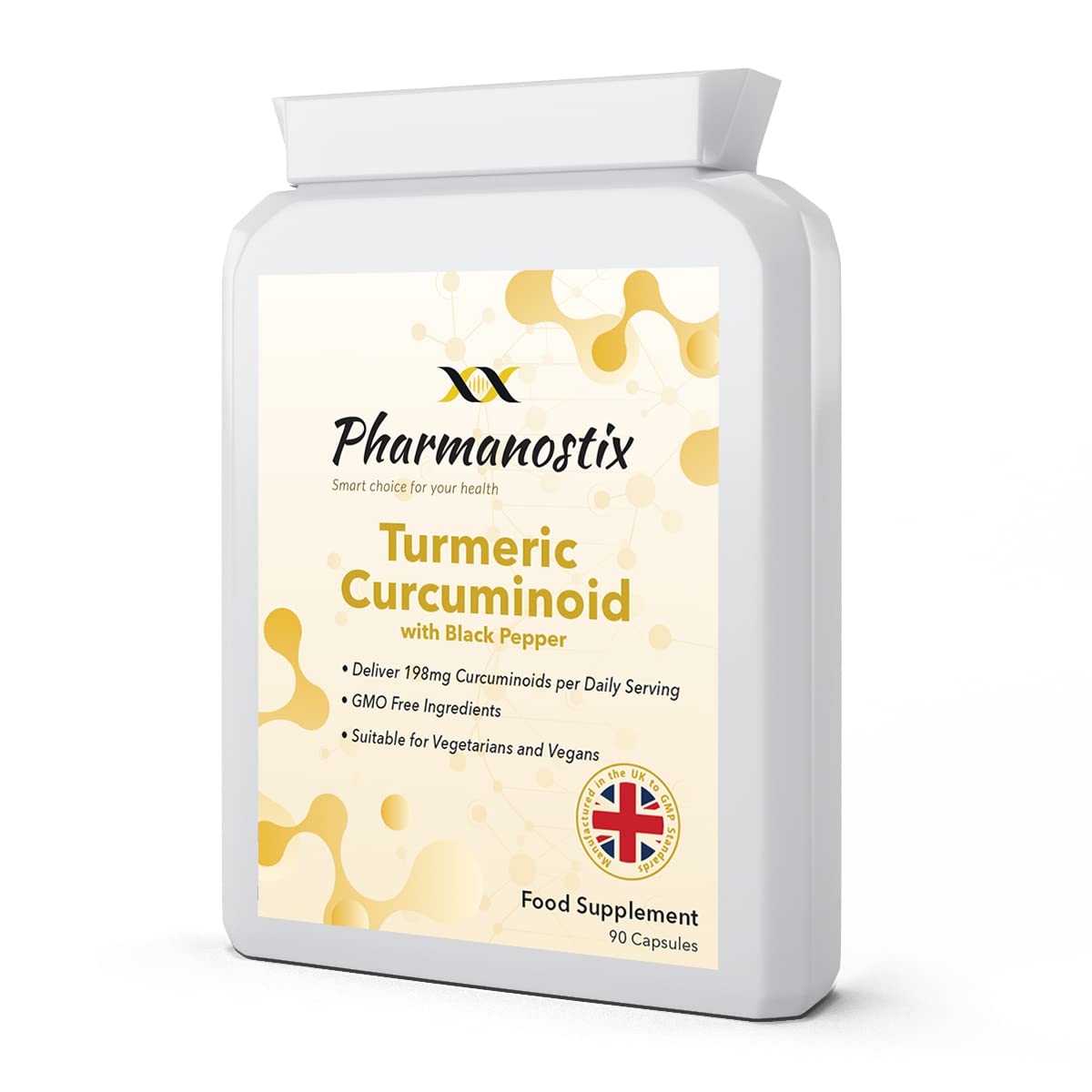 Turmeric Curcuminoids with Black Pepper 60 Vegan Capsules 500mg - Turmeric Extract Deliver 475mg Curcuminoids Per Capsule - Curcumin Supplement - UK Manufactured to GMP Standards