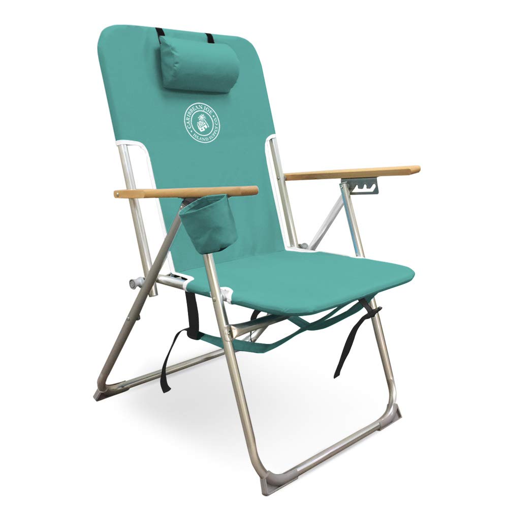 Caribbean Joe CJ-7779TEAL Five Position high Weight Folding Beach Chair, Teal