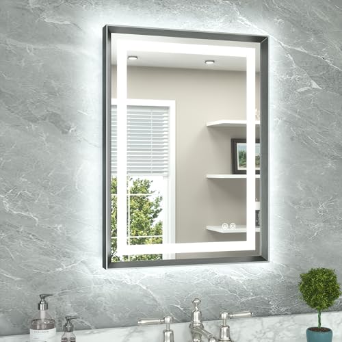 TETOTE Bathroom LED Mirror Brushed Gunmetal
