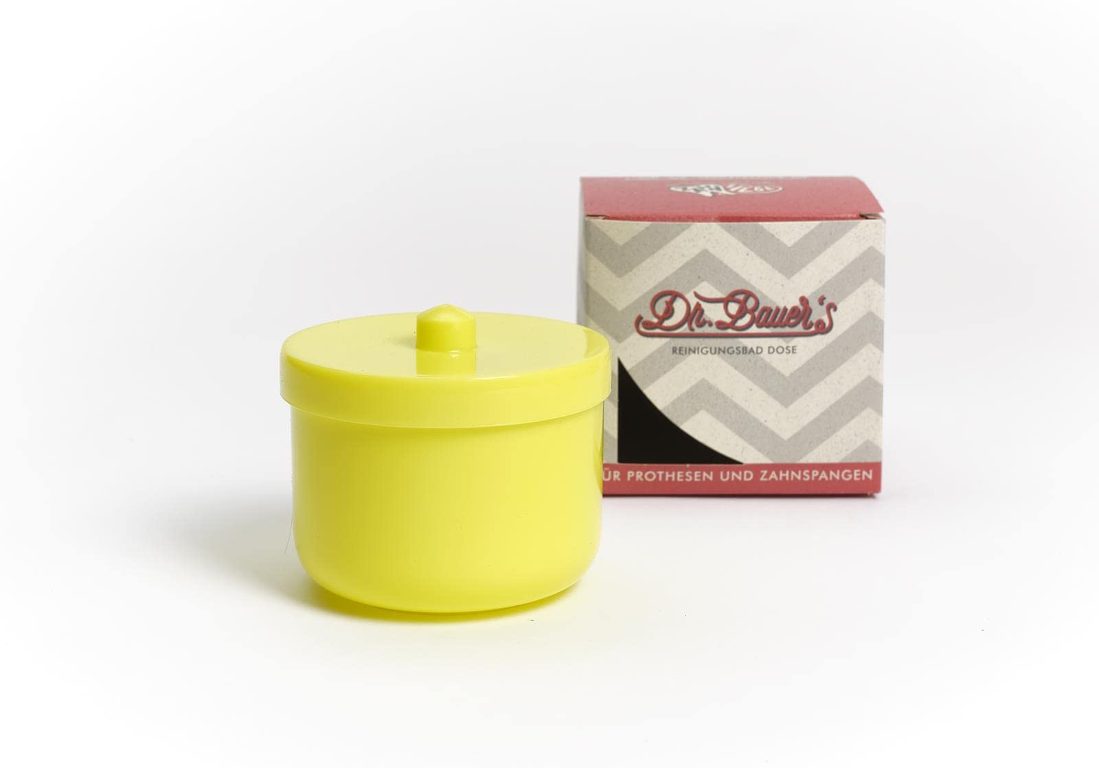 Dr. Bauer's cleaning bath can with rinse aid insert, denture box or socket with insert, braces can