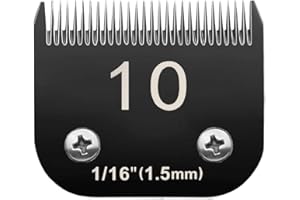 Docal 10# Pet Dog Grooming Detachable Blades, Compatible with Andis Size-10# Cut Length 1/16"(1.5mm), Most A5,KM Series Clippers,Made of Ceramic Blade (Black)
