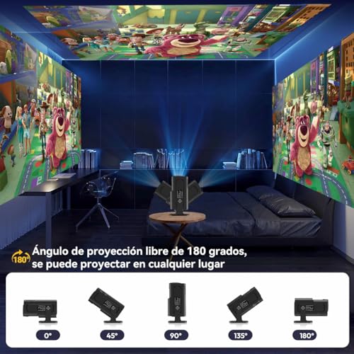 QYIKLPY Proyector 4K Portátil Netflix Oficial – Android 13, Pantalla de 150 Pulgadas, 400ANSI/15000 Lúmenes, 1080p Nativo, Compatible con 4K/8K, BT 5.2/WiFi 6, iOS/Android/PC/PS5