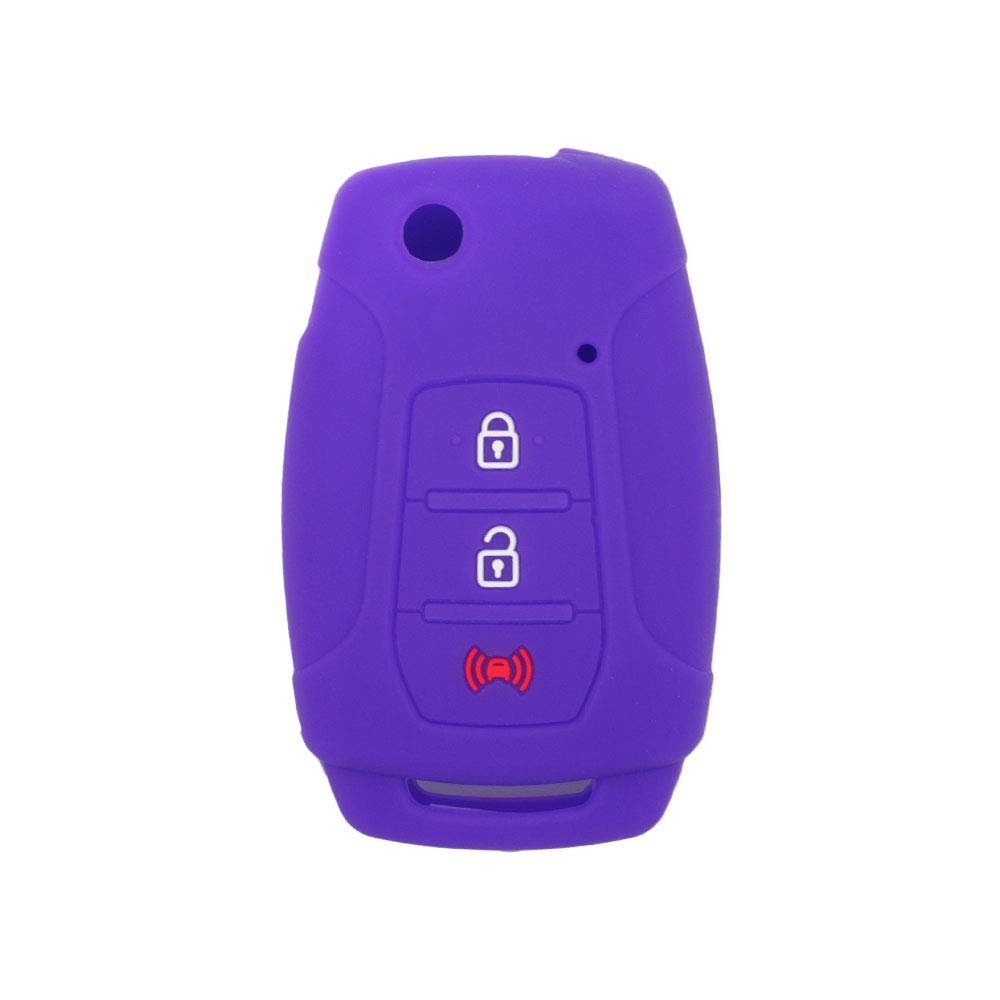 BROVACS Silicone Cover Protector Case Holder Skin Jacket Compatible with SSANGYONG 3 Button Flip Remote Key Fob CV4631 Deep Purple