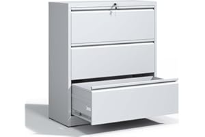 OPTYMIRA Locking Filing Cabinet with 3 Drawer Heavy Duty Large Metal File Cabinet Home Office Lateral File Cabinets Wide Steel Cabinet for Legal/Letter Size File,Assembly Required