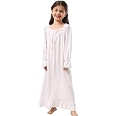 Twtility Girls' Princess Lace Nightgown Long Sleeve Cotton Sleepwear Dress 3-12Years