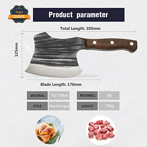 Meat Cleaver Heavy Duty Bone Cutting Knife with Sheath Carbon Steel