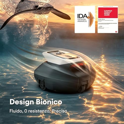 10 Robot Piscina Fuori Terra Senza Fili, Doppio Motore, 90 Minuti Autonomia Robot Per Piscina Intelligente, Design Bionico con Auto Parcheggio – Adatto a Piscine Interrate e Fino a 80 m²
