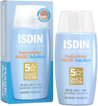 ISDIN Fusion Water MAGIC Pediatrics SPF 50 Sun Cream Kids Babies 50ml No Sting