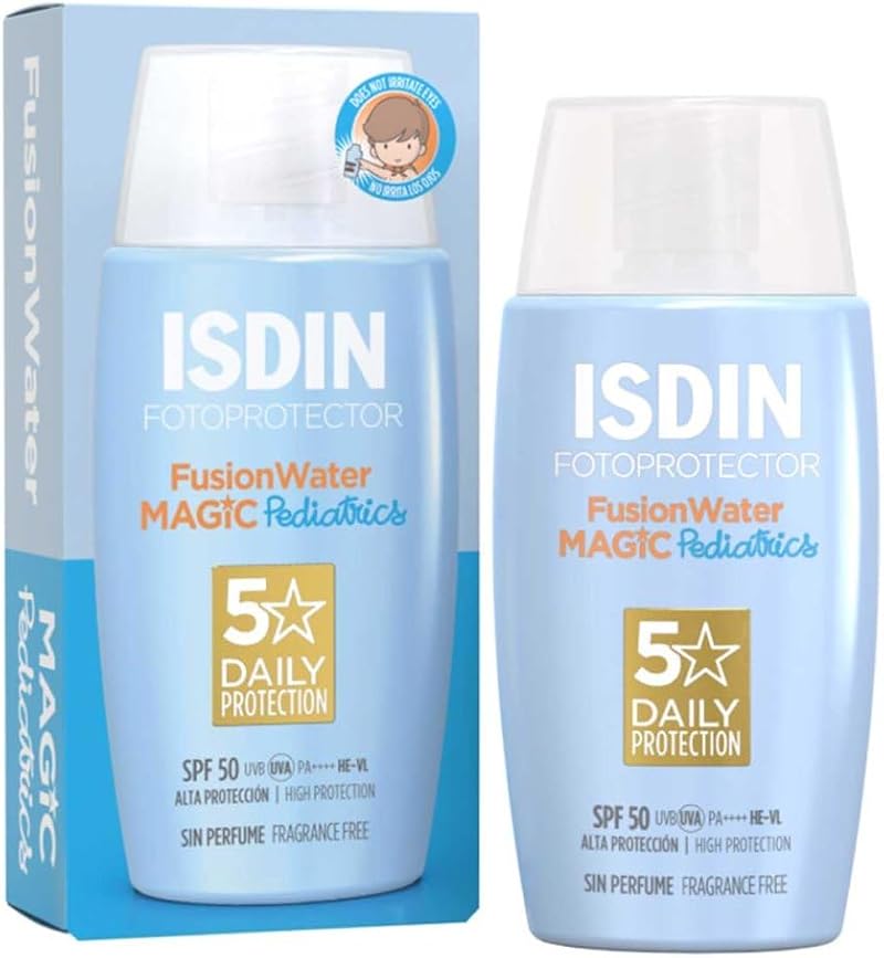 ISDIN Fusion Water MAGIC Pediatrics SPF 50 Sun Cream Kids Babies 50ml No Sting