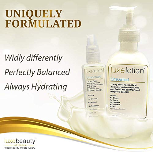 LUXE LOTION Luxurious Face, Neck & Hand Hyaluronic Acid Moisturizer 8