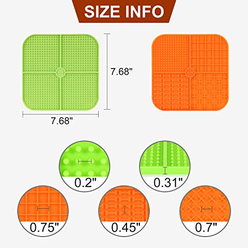 JASGOOD Dog Lick Pad,Slow Feeder Lick Mat Boredom Distraction Anxiety Relief,Dogs & Cats Licking Pad Peanut Butter Lick Pad Healthy Treats, Feeder for Fun Licking Mat for Dogs 2 Pack,Green+Orange