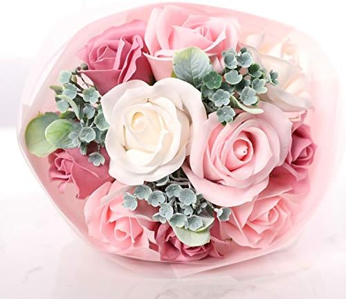 ソープフラワー 花束 造花 バラ フラワー 11輪石鹸花 誕生日 バースデー お祝い 女性 母の日 お見舞い 結婚祝い 入学 卒業 記念日 誕生日 装飾用 人気 プレゼント(エレガントピンク)