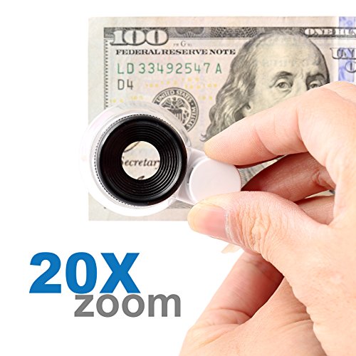 Fancii LED Illuminated 20X Jewelers Loupe Magnifier, Triplet Glass