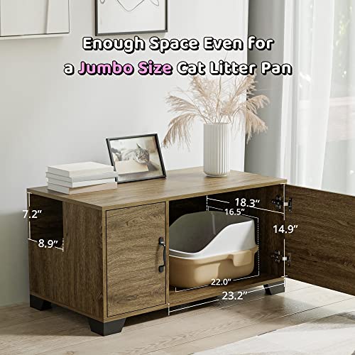 WISHIVE Hidden Cat Litter Box Enclosure, Cat Litter Box Furniture with Doors, Wooden Pet