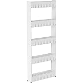 Slim Rolling Storage Cart - 5-Tier Utility Cart with Wheels for Bathroom, Kitchen, and Laundry Room - Bathroom Shelves by Lav