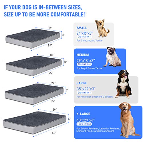 FOCUSPET Orthopedic Dog Bed Memory Foam Dog Bed Outdoor Dog Bed