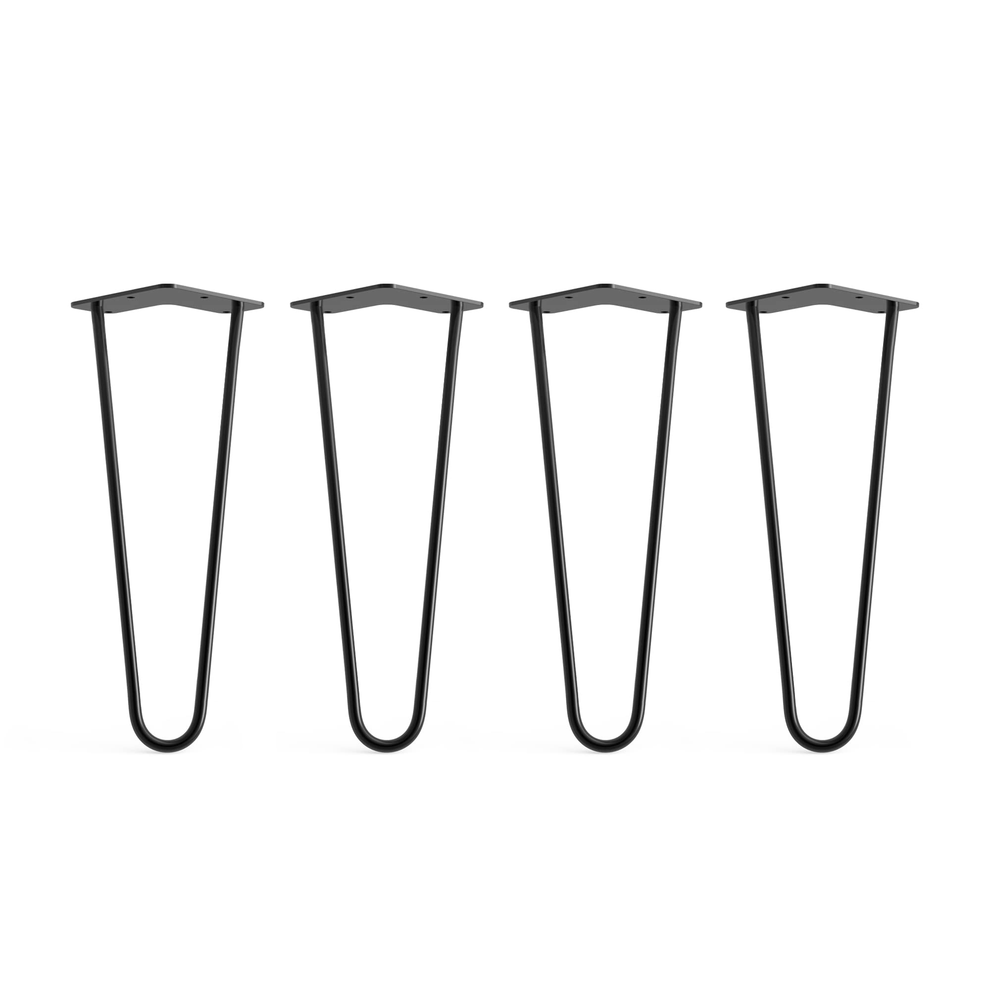 4 x Hairpin Legs from DT IRONCRAFT - 35cm 2 Rod / 10mm, Black - Coffee Table, Side Table Legs with Floor Protector Feet & Screws