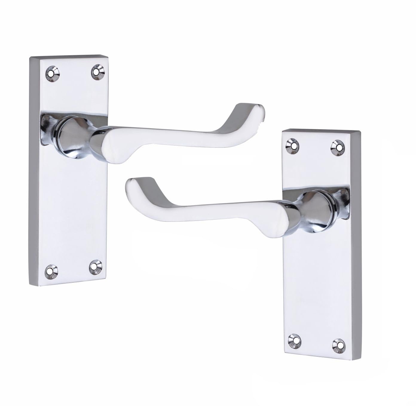 Golden Grace Victorian Scroll Lever Latch Door Handles in Polished Chrome Finish, Classic Interior Doors Hardware, 1 Pair - 120mm Long