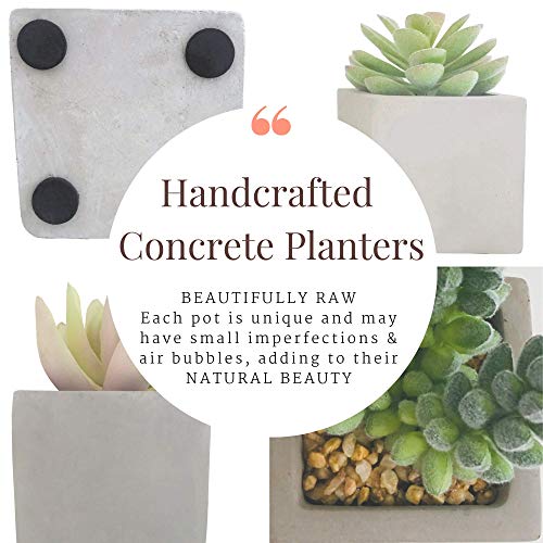 SOIL & STYLE 3 Mini Artificial Succulent Plants Potted Handcrafted