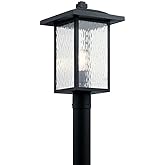 Kichler Capanna 18.25 inch 1 Light Post Light with Clear Water Glass in Textured Black