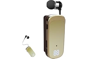 FASHIONLIVE Retractable Wireless Headset Headphone Stereo Earphone V5.0 Noise Cancelling Mic Clip on Earpiece Comfortable HandsFree Headset 20Hrs Talking Time Sports Business Trucker Driver Earbud