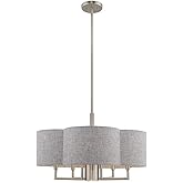 Livex Lighting 51365-91 Kalmar - Six Light Chandelier, Brushed Nickel Finish with Gray Fabric Shade