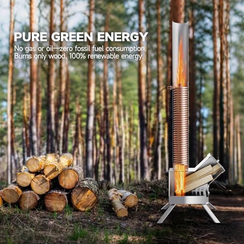 ECOPOOLTECH Wood Heat Pump, Pool Heater, Wood-fired Heat Pump, Ideal for Outdoor Small Swimming Pools and Hot Tubs, Continuous Wood-fired Heating