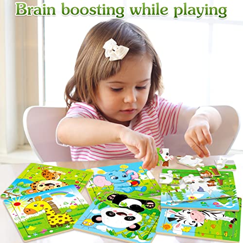 Aitey Set of 6 Toddler Puzzles Ages 24, Wooden Jigsaw Puzzles for Kids