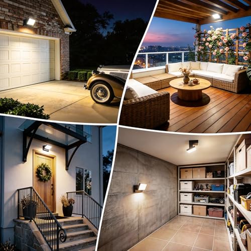 ledmo 60W Outdoor / Indoor Wall Light 360° Adjustable Outdoor Lamps Outdoor Wall Light for Terrace Corridor Gardens, Black, 126 LEDs, 5000 Lumens, Warm White 3000K, IP65