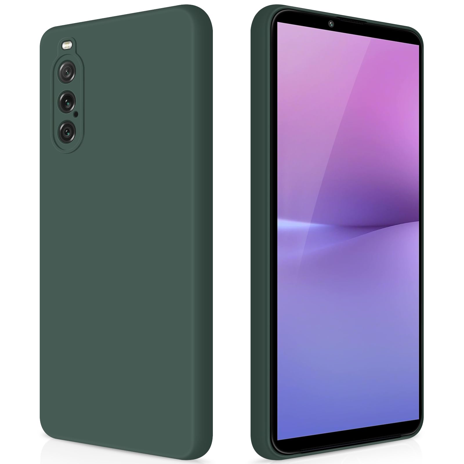 GiiYoon Case Compatible with Sony Xperia 10 V, Silky-Soft Touch Full-Body Protective Phone Silicone Case, Shockproof Cover with Microfiber Lining, Green — image 1