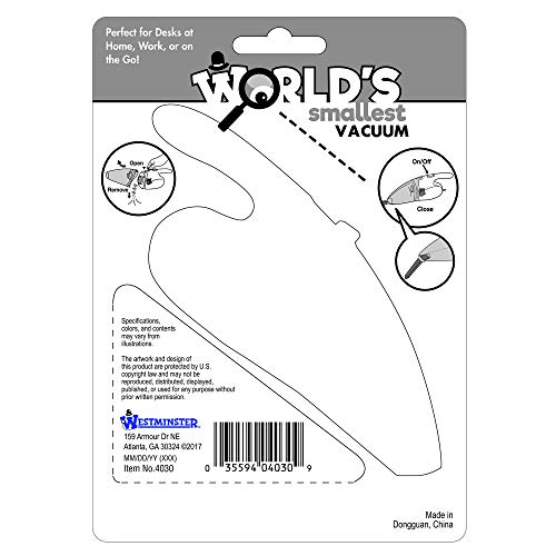 Westminster, Inc. World's Smallest Vacuum Real, Working, Tiny, USB Powered Vacuum Includes 2
