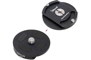 iShoot Tripod Head Mount Converter Quick Release Adapter for Cantilever Head, Fluid Head, Ballhead, Tripod Heads with Circular Bottom & 3/8 Screw Hole, Bottom is Arca-Swiss Fit Quick Release Plate